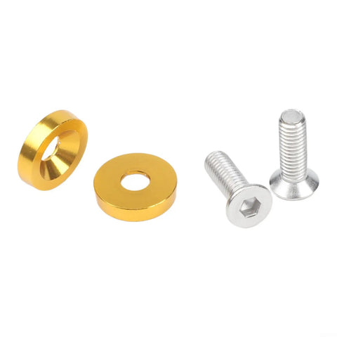 M6 Hex Head Bolt Screw Kit With Aluminum Washers For Fender, Bumper, Headlight And Trunk Mounts, 20 Piece Set, CNC Machined 6061 Aluminum Golden Finish, Engine Bay Ready, Heavy Duty Vibration Resistant Auto Body Fasteners, M6 bolts with gold washers