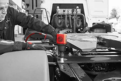 Shop Tested 3/4 Inch Air Impact Wrench Pumping Out 1400 Ft Lbs Mean Torque With Twin Hammer Mechanism And Smooth Pistol Grip used on truck bolts.
