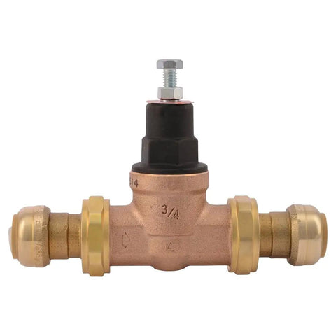 SharkBite Push To Connect Three Quarter Inch Pressure Regulating Valve With Double Union, 45 PSI Water Pressure Reducer, brass valve