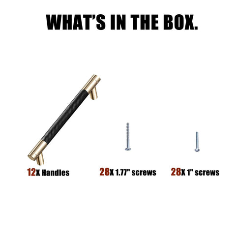 Image showing contents of 12 Pack Knurled Aluminum Cabinet Handles Pulls Set 7.5 Inch Hole Center 8.6 Inch Overall Length.