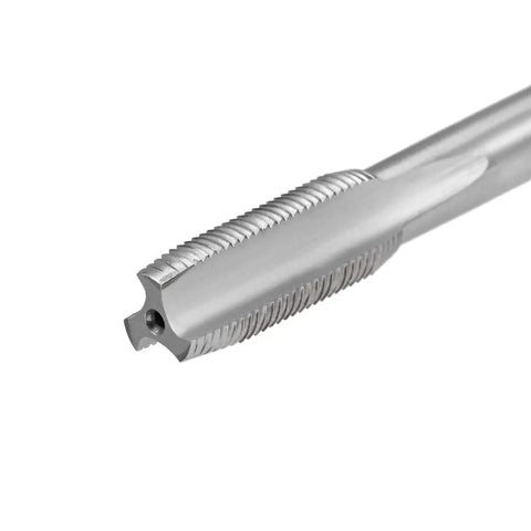 1/8-27 NPS Pipe Tap With 3 Straight Flutes, High Speed Steel Threading Tool for metalworking, detailed view of tap flutes