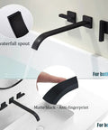 Matte Black Wall Mount Bathtub Filler With High Flow And Extra Long Reach Dual Handle Bath Filler Faucet For Tub And Basin