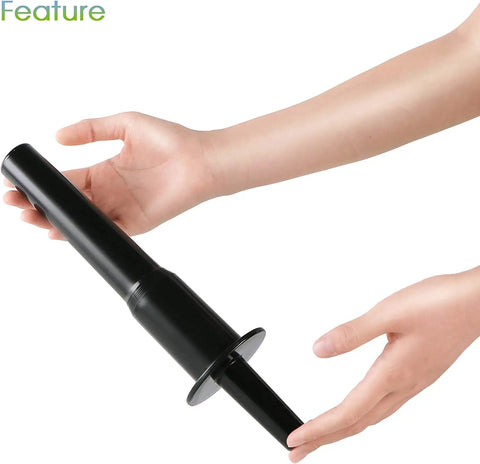 Hand holding Beefed Up Tamper Tool For Blender Replacement Fits Classic 64oz Containers BPA Free Plastic Dishwasher Safe