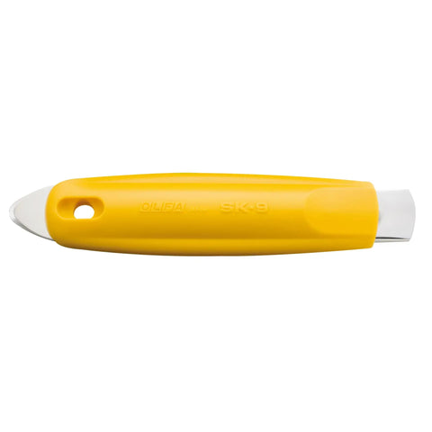 Self Retracting Safety Knife Semi Auto Utility Cutter For Tape And Cardboard Razor Sharp Blade With Spring Return Ultra Safe Box Opening Tool For DIY And Industrial Packaging yellow ABS handle, SK-9 blade