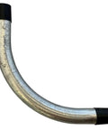 Pro Tradesmen 2-1/2 Inch 90 Degree 36 Inch Radius Galvanized Rigid Metal Conduit Elbows 5 Pack curved with black ends.