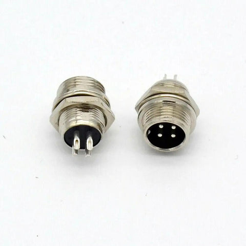 10 Pack 4 Pin Ham and CB Radio Microphone Connectors Male Panel Mount Nickel Plated shown front and back