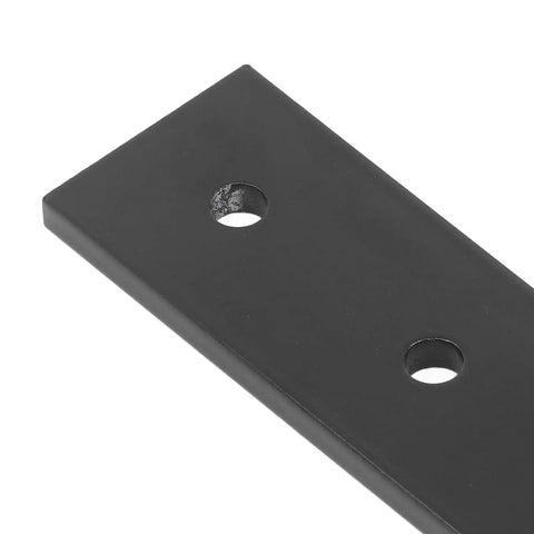Close-up of Two Pack Aluminum Alloy Joint Plate With Three Holes Mending Flat Bracket for Furniture Frames, black finish.