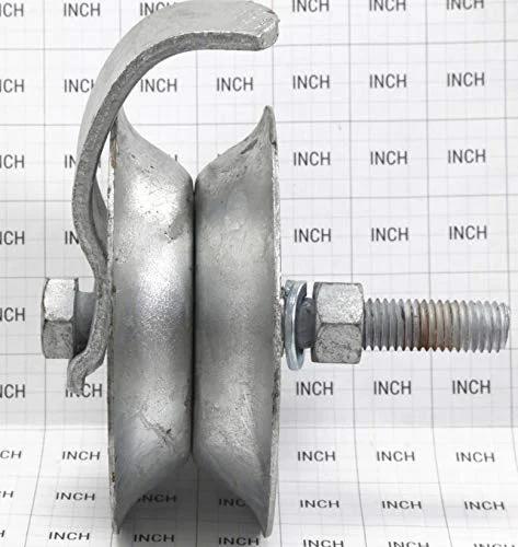 Track roller assembly, galvanized steel, 5-inch, for 1-5/8 in pipe track, side view