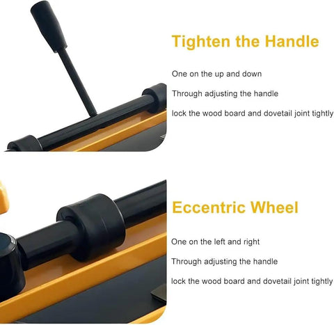 Premium Heavy Duty Woodworking Dovetail Jig Rock Solid Manual Routing Template handle and eccentric wheel adjustment features