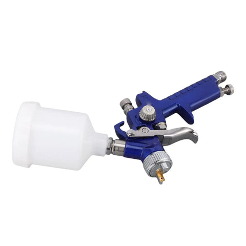 Heavy Duty Gravity Feed Hvp Spray Gun With 1.0Mm Brass Nozzle serving smooth as butter coverage, featuring a blue body and 100ml cup.