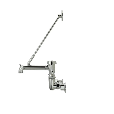 Side view of AquaSpec Wall Mount Service Sink Faucet With Vacuum Breaker Pail Hook And Wall Brace Chrome Finish