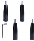 4 Piece Revolving Handwheel Handle Set With M12 Threaded Stem, Zinc Alloy Steel, Powder Coated Black Finish, shown with hex key.