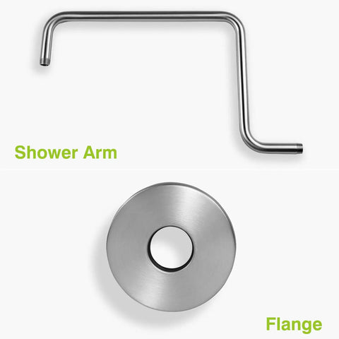 Offset Brass S Style Shower Arm Extension With 1/2 NPT Connection, Brushed Nickel Finish, 19-1/2 Inch Length, Rust-Resistant Solid Brass