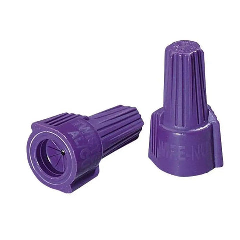 Three Hundred Purple Wire Connectors For Copper To Aluminum Twisting Heavy Duty Twist On Electrical Wire Nuts Size Number Sixty Five in bulk package.