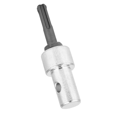 Earth Auger Drill Adapter To Auger Connector, heavy-duty metal build, shown from side with round shank for secure attachment.