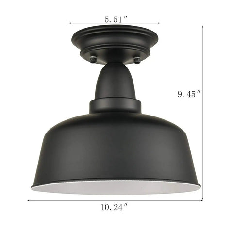 Farmhouse Matte Black Ceiling Light Fixture Rustic Barn Industrial Semi Flush Mount For Kitchen Dining Room Hallway Porch