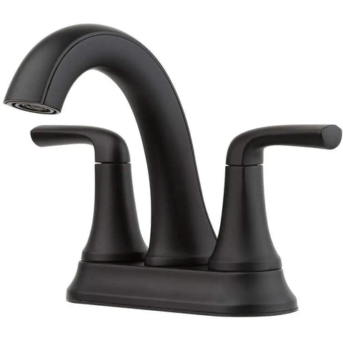 Ladera Matte Black Centerset 4 Inch Two-Handle Bathroom Faucet With Totally Sleek Modern Curves, Durable Brass Construction