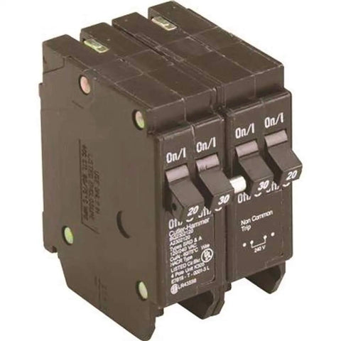 Quadplex Breaker Assembly One 2 Pole 30 Amp And Two 1 Pole 20 Amp Common Trip 120 240V Plug In HACR Rated UL Type BRD