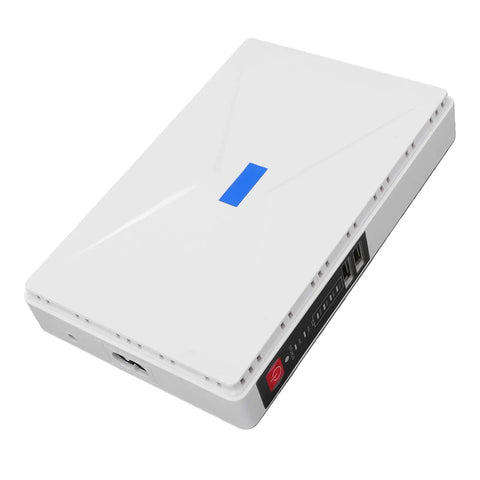 Compact Mini Ups Battery Backup For Home Routers And Cable Modems Packing 8800Mah Juice That Crushes Blackouts To Keep Your Wifi Vibe Alive While You Chill In Peace On Us Plug White viewed from the side.