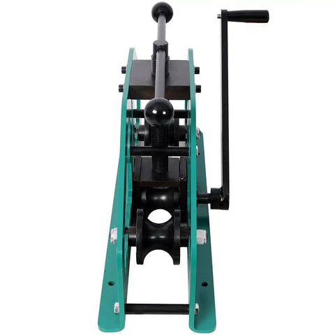 Front view of Pro Grade Manual Tube Roller Bender With 6 Dies For Round, Square And Flat Bar, Beefy Built And Ready For Action