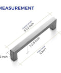 Square 5 Inch Brushed Nickel Cabinet Pulls For Kitchens Durable Stainless Steel Hardware Set Of 60 with measurement details