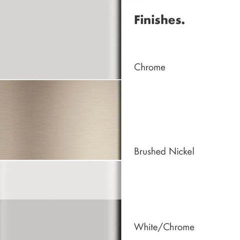 Finish options for Raindance Select E120 Low Flow Hand Shower with 2.0 GPM: Chrome, Brushed Nickel, White/Chrome