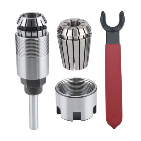 4 Pcs 1/4 Inch Shank Router Collet Extension Set With Chuck Converter Adapter Plus Wrench Spanner For Woodworking Power Tool Accessory Kit with steel chuck and adapter parts.