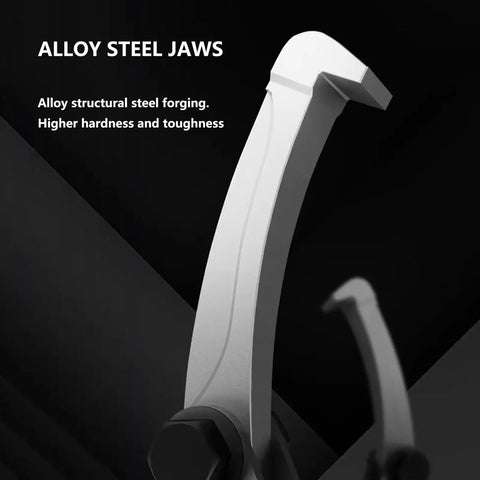 Heavy Duty Hydraulic Gear Puller With Two Or Three Jaw Setup Yanks Stubborn Bearings Straight Off Max Span Eleven Point Eight Inches, close-up of alloy steel jaws.
