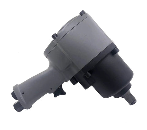 Heavy Duty One Inch Air Impact Wrench With Killer 1600 Nm Torque To Rip Through Stubborn M32 Bolts side view showing grip and connector.