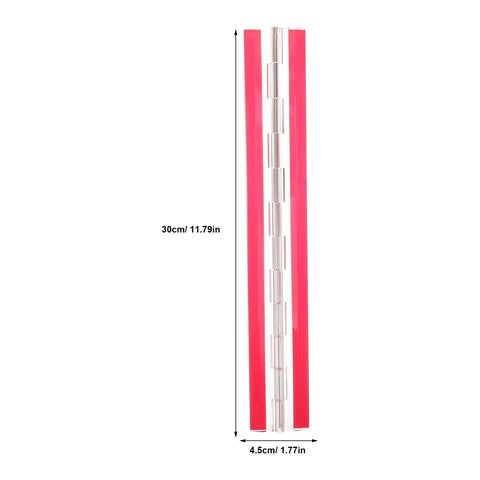 Mini Self Adhesive Folding Piano Hinge For Boxes And Cabinets Clear Transparent Hinge shown with dimensions 30cm x 4.5cm