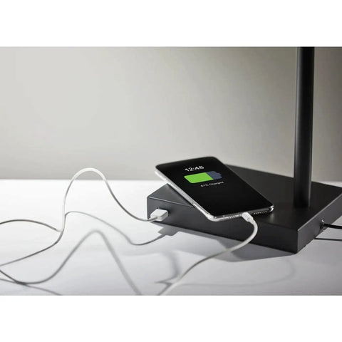 Colby Adjustable Desk Lamp With 15.5 To 32.5 Inch Reach 9W Integrated LED Matte Black Metal Finish with USB charging phone