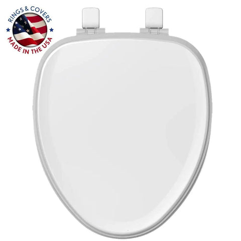 Elongated Toilet Seat With Inserts For Comfy Ultimate Comfort And Pressure Relief, Quiet Close With No Slam, white top view