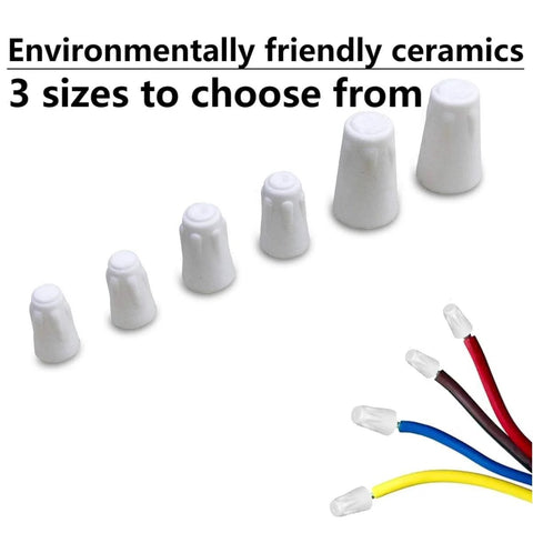 30-pack white ceramic wire connectors (caps) for high-temperature repairs; small size for 18-8 AWG wires