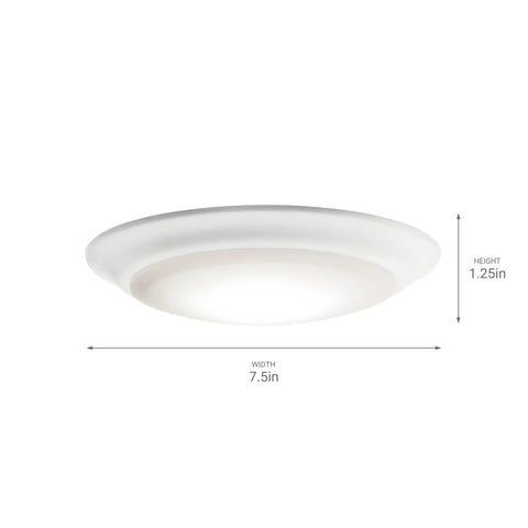 Horizon 7.4 Inch LED Downlight Ceiling Light 3000K White, Sleek Dimmable Modern Fixture, side view with dimensions, 43848WHLED30T