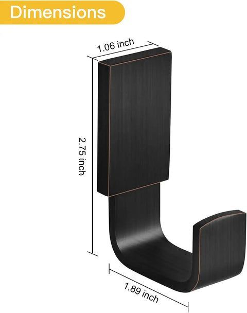 Brass Clothes Hook Single Towel Hook For Bathroom Kitchen Garage Wall Mounted With Screws Oil Rubbed Bronze Finish. Dimensions shown.