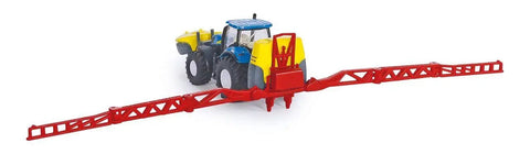 New Holland Tractor With Kverneland Crop Sprayer 1 To 87 Scale Metal And Plastic Blue Folding Boom Farm Toy rear view