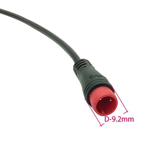 Close-up of a Pro Grade 2Pin 1T2 Brake Cable For E Bike And Scooter, showing the 9.2mm plug and waterproof design.