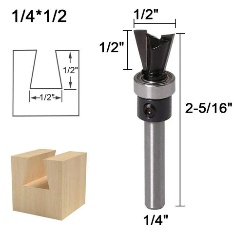 Two Pack Dovetail Router Bits 1 Quarter Inch Shank With Bearing For Woodworking Cutter Set Pro Grade Durable Hard Alloy