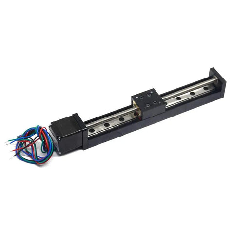 Mini Linear Rail Guide Slide Actuator With T6x1 Lead Screw And NEMA11 Stepper Motor 150mm Stroke, front view