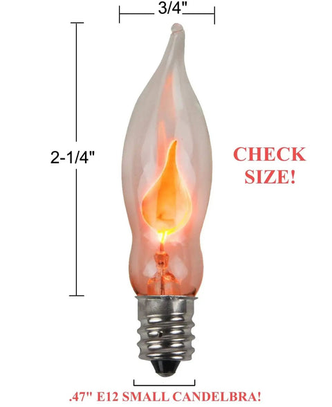 Flicker Flame Light Bulb Dope Orange Candle Like Glow 3 Watt 130 Volt E12 Candelabra Base Nickel Plated Realistic Dances