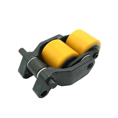 Heavy Duty Forklift Load Castor Bogie Assembly With Fiber Bush Replacement For Linde T20 T24 T30 N20 Part 1318501111 shown with yellow rollers.