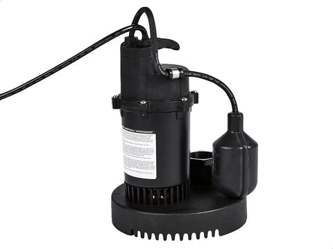 Half Horsepower Thermoplastic Submersible Sump Pump With Tethered Float Switch Delivers 72 GPM, 4,320 GPH At Zero Feet