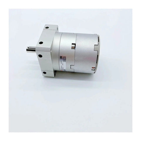 Heavy Duty Free Mount Pneumatic Rotary Actuator Running Buttery Smooth With Sturdy Vane Cylinder For Machine Tools CRBU2WU Model in silver finish.