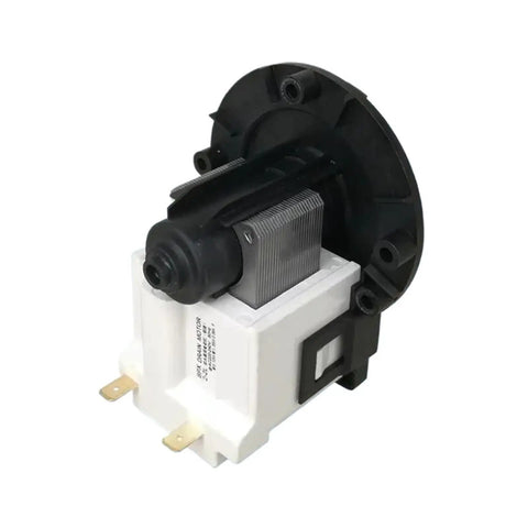 Heavy Duty Washer Drain Pump Motor Assembly for Noisy排水 Issues features a durable plastic design, ideal replacement part for top loading machines.