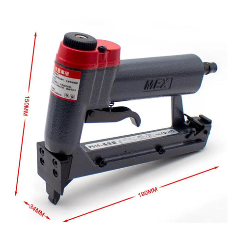 Beefy Pneumatic Picture Frame Nail Gun And Portable Air Stapler For Photo Mirror Framing Heavy Duty Handheld Pin Nailer side view with measurements