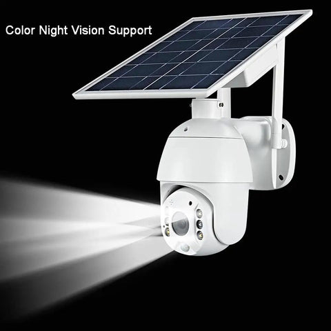 Wireless Solar Powered Outdoor Security Camera With 1080P Pan Tilt WiFi PIR Motion Two Way Audio IP65 featuring night vision