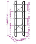Five Tier Industrial Style Book Cabinet In Concrete Gray With Adjustable Shelves Durable Engineered Wood And Black Metal Frame