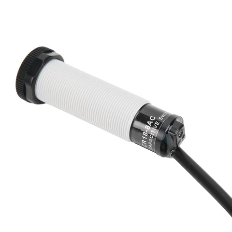 Inductive Proximity Switch 90-250VAC 8mm Sensing Distance With 3.9ft Power Cord, rugged ABS, side view