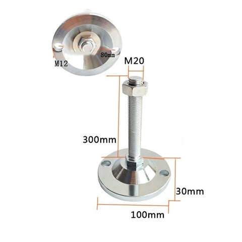 4 Pack Adjustable Furniture Feet For Machinery Leveling With Swivel Levelers Heavy Duty Carbon Steel Anti Corrosion Capable Of Load Up To 3 To 3.5 Tons Easy To Install And Adjust For Tables Chairs Shelves Workbenches And Industrial Equipment, M20, 300mm