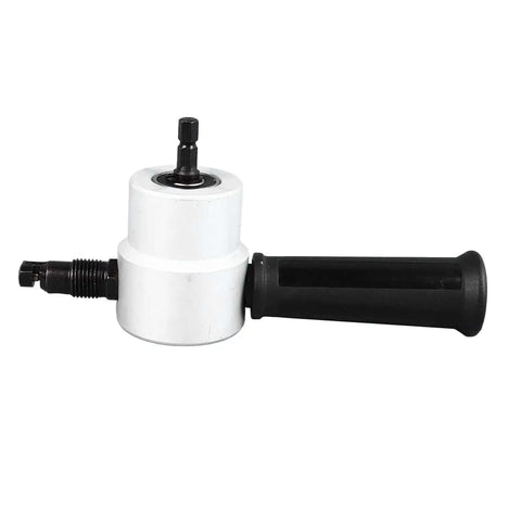 Rotatable 360 Degree Sheet Metal Cutter Nibbler Drill Attachment For Burr Free Edges with handle, compatible with 8mm drills.